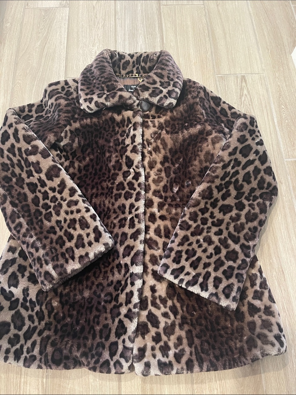 Vintage Dennis Basso Leopard Faux Fur Coat Jacket Sz XS
